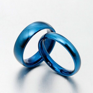 about Men Women Blue Plain Wedding Dome Comfort Fit Titanium Rings ...