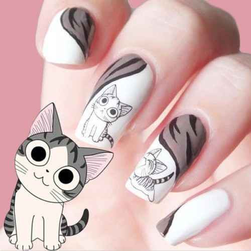 2Sheets-3D-Black-Cute-Cat-Design-Nail-Art-Sticker-Manicure-Decal-Tips-Decoration