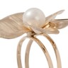 Pre-owned Bestgoldshop Flower Cultured Pearl Band Ring 14k Yellow Gold Hsn S 7 In Tan