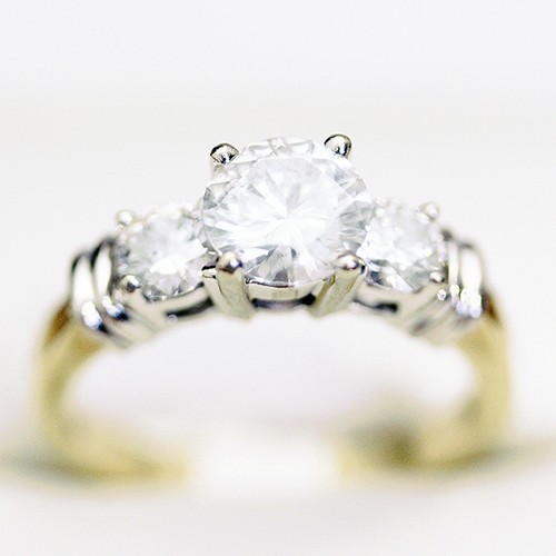 Amazing Engagement ring, Past Present Future Diamond engagement ring, 1.66ct Dia