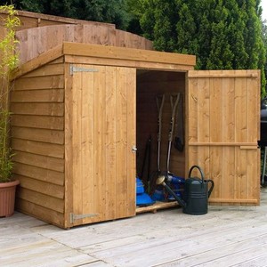 5x3 Wooden Pent Shed Overlap Garden Sheds Double Door Felt & OSB Roof