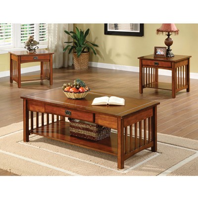 Seville Mission Style Oak Finish 3 Piece ...