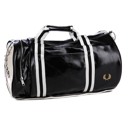 Бежевая сумка Fred Perry Classic Barrel Bag Black/Ecru