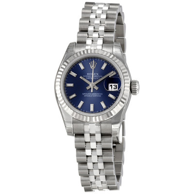 ... Datejust Blue Dial Jubilee Bracelet White Gold Ladies Watch 179174BLSJ