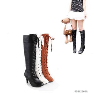 Fashion Women's High Heel Lace Up Knee High Boots Shoes AU All Size ...