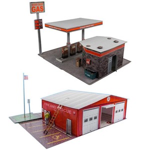 BK-8711-1-87-Train-HO-Scale-Gas-Station-Fire-Department-Model-Building 