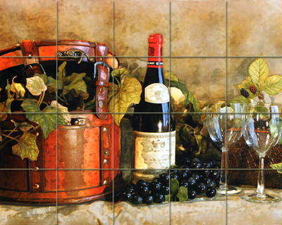 30 x 24 Art Wine Bottle Grape ...