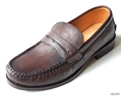 NIB mens FRYE 'Douglas' Penny Hammered dark brown leather loafers shoes - (Best Penny Loafer Shoes)