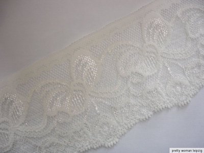 3 Lfm breite elastische Spitze 1,59€/m creme 6,5cm breit TA75