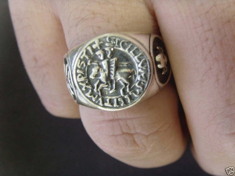 TEMPELRITTER FREIMAURER KNIGHTS SKULL SOLID STERLING SILVER 925 RING ...