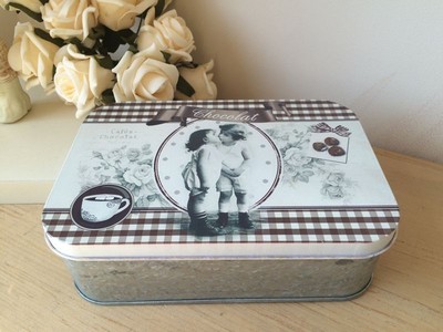 French Metal Tin Vintage Shabby Style Chocolate ...