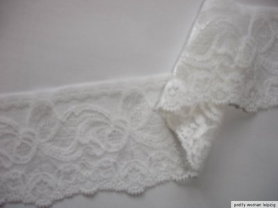 3 Lfm breite elastische Spitze 1,59€/m weiß 6,2cm breit TA60