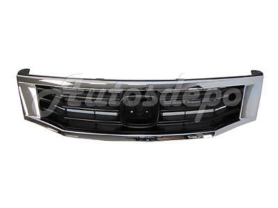 FOR 2008-2010 HONDA ACCORD GRILLE PRIMED BLACK WITH CHROME MOLDING TRIM
