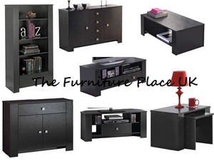  -Black-Ash-Wood-Effect-TV-Unit-Sideboard-Coffee-table-Nest-bookcase