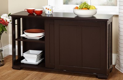 Kitchen Storage Island Cabinet Wood Top Buffet ...