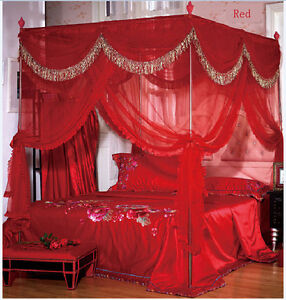 Luxury-4-Post-Bed-Curtain-Canopy-Mosquito-Net-Cal-King-Queen-Twin-XL ...