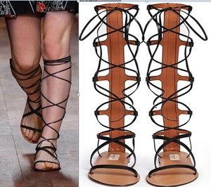 ... about Women's Strappy Knee High Roman Gladiator Flat Sandals Boots