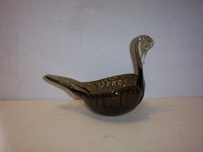 Vintage Hand Blown Swan Murano Style Candy Dish Bowl