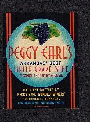 1940s Arkansas Springdale Peggy Earl's Arkansas Best White Grape Wine