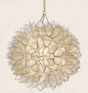 POTTERY BARN Capiz Flower Pendant Chandelier, NEW | eBay
