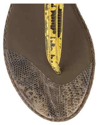 Pre-owned Bottega Veneta Reptile Leather Flat Sandal Shoes Sizes 35.5-40 Msrp $695 In Brown