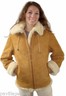 Pre-owned We Make Our Own Ladies Bomber Style Shearling Jacket In Tan W/ White Fleece Inside