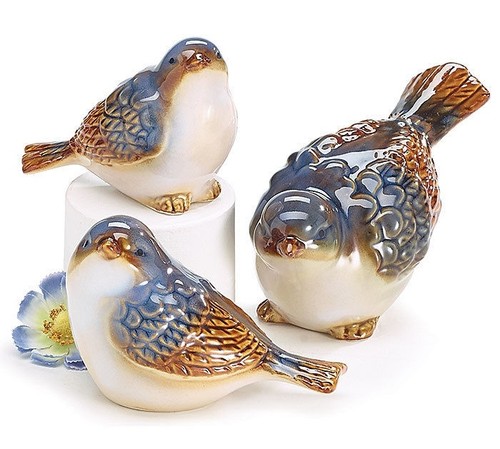 Blue and White Porcelain Bird Collectible Figurine ...