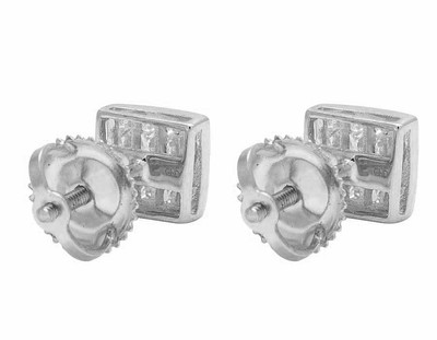Pre-owned Jewelry Unlimited 14k White Gold Invisible Princess Square Real Diamond Stud Earrings 0.50ct 5mm