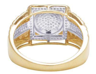 Pre-owned Jewelry Unlimited Men's 10k Yellow Gold Genuine Diamond Square Pinky Engagement Ring 3/10 Ct 13mm