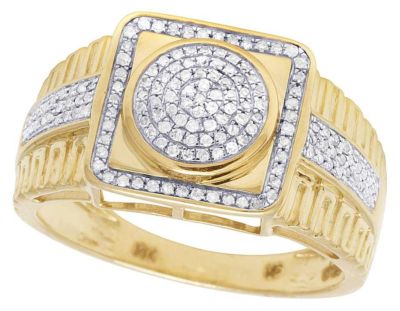 Pre-owned Jewelry Unlimited Men's 10k Yellow Gold Genuine Diamond Square Pinky Engagement Ring 3/10 Ct 13mm