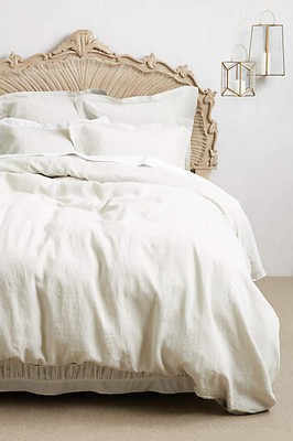 NWT Anthropologie Soft-Washed Linen Queen Duvet Neutral ...