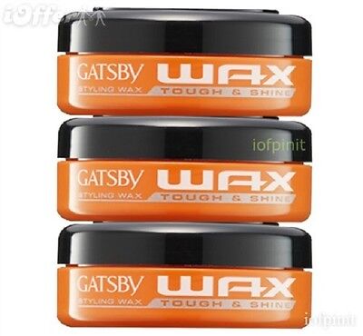 3 x 75g GATSBY Best Japan Wax Gel Series For Men Hair Styling Tough & Shine (Best Styling Wax For Men)