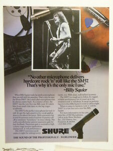 vintage magazine advert 1984 SHURE SM57 / BILLY SQUIER