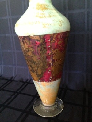 Art Glass Vase wrapped in Metal by David Bennett
