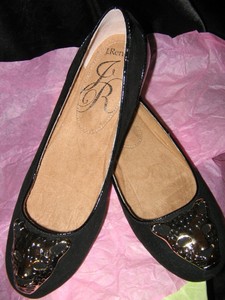   RENEE SIZE 7 B, BLACK FLATS WITH LEOPARD HEAD HARDWARE, NIB   SHARP  hardware by renee