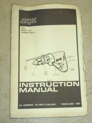 NOS! SKIL TOOLS #222 HAMMER DRILL INSTRUCTION ...