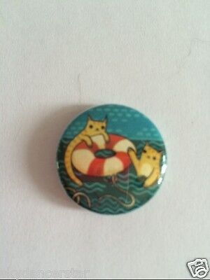 LIFE RAFT CAT BUTTON PIN HELPS FEED ...