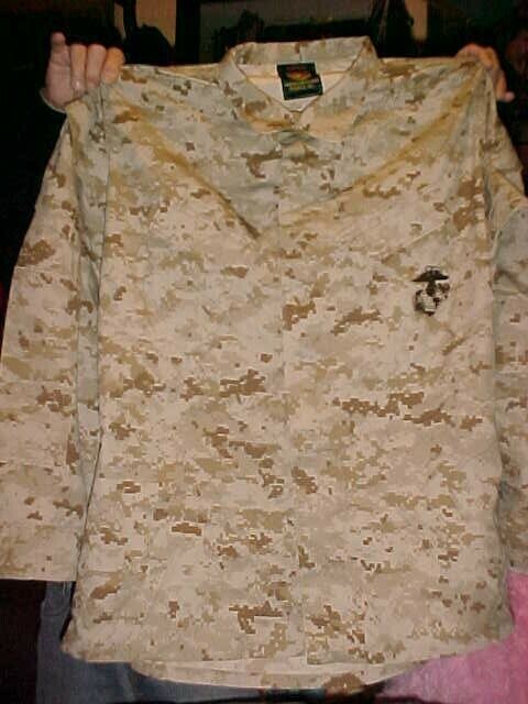 USMC Marines Fatigues Medium Long Shirt Desert Sand PANTS HAT Digital Camo 