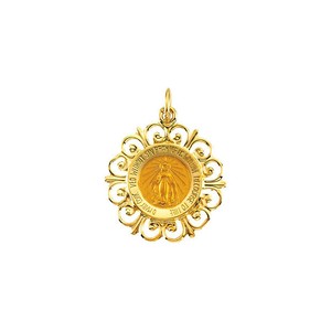 MIRACULOUS-MEDAL-SALE-14K-White-or-Yellow-Gold-20x18mm-Pendant-Virgin ...