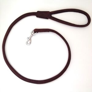 Rolled leather dog training lead
