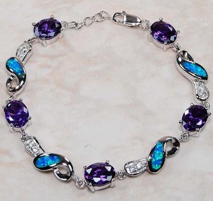 ... about Amethyst  Australian Opal 925 Solid Sterling Silver Bracelet