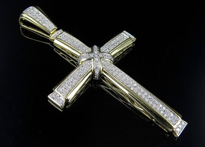 Pre-owned Jewelry Unlimited Men's 10k Yellow Gold Designer Cross Crucifix Sophisticated Diamond Pendant 1... In H-i