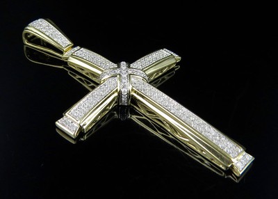 Pre-owned Jewelry Unlimited Men's 10k Yellow Gold Designer Cross Crucifix Sophisticated Diamond Pendant 1... In H-i