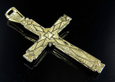 Pre-owned Jewelry Unlimited Men's 10k Yellow Gold Designer Cross Crucifix Sophisticated Diamond Pendant 1... In H-i