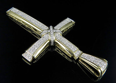 Pre-owned Jewelry Unlimited Men's 10k Yellow Gold Designer Cross Crucifix Sophisticated Diamond Pendant 1... In H-i