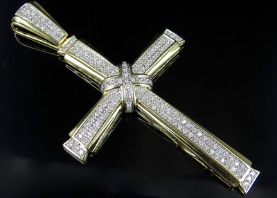 Pre-owned Jewelry Unlimited Men's 10k Yellow Gold Designer Cross Crucifix Sophisticated Diamond Pendant 1... In H-i