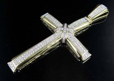Pre-owned Jewelry Unlimited Men's 10k Yellow Gold Designer Cross Crucifix Sophisticated Diamond Pendant 1... In H-i