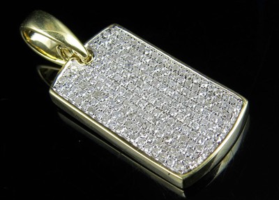 Pre-owned Jewelry Unlimited Men's 10k Yellow Gold Ice Out Diamond Dogtag Fine Pendant 0.35 Ct 1.2 Inches In H-i