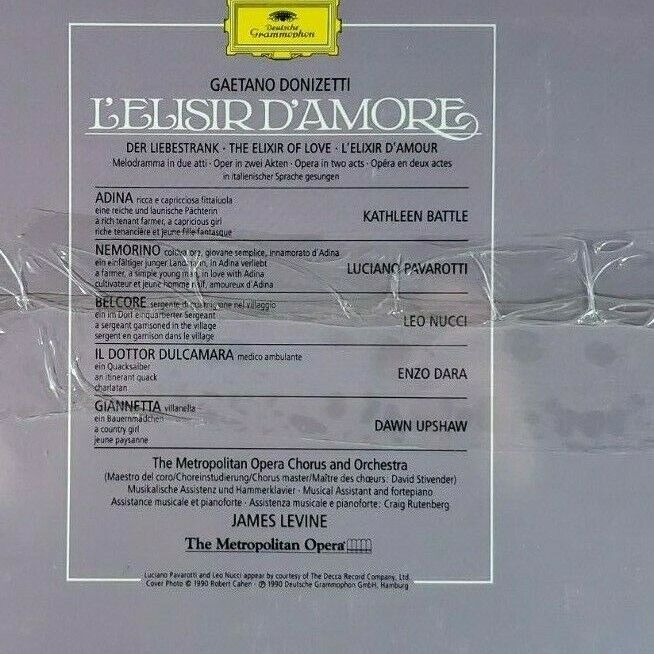 DONIZETTI*L'Elisir D'Amore* Pavarotti/Levine FACTORY SEALED Box Set DG-DGG-2LP