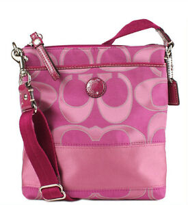 $128 Coach Signature Stripe C Pink Swingpack Crossbody Hip Purse Bag 47671 | eBay